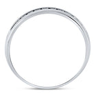 14K White Gold Round Diamond Men's Machine Set Wedding Channel Band Ring 1/4 Cttw - Splendid Jewellery
