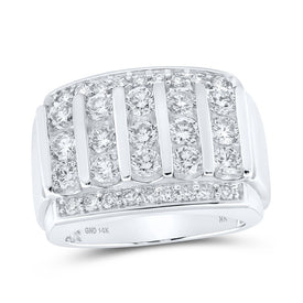 14K White Gold Round Diamond Mens Ring 3 Cttw - Splendid Jewellery