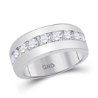 14K White Gold Round Diamond Mens Single Row Channel - Set Band Ring 1 7/8 Cttw - Splendid Jewellery