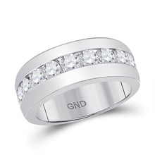 Load image into Gallery viewer, 14K White Gold Round Diamond Mens Single Row Channel - Set Band Ring 1 7/8 Cttw - Splendid Jewellery