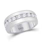 14K White Gold Round Diamond Mens Single Row Channel - Set Band Ring 1 7/8 Cttw - Splendid Jewellery