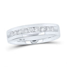 14K White Gold Round Diamond Men's Single Row Channel Set Wedding Band Ring 1/2 Cttw - Splendid Jewellery
