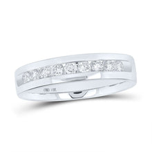 Load image into Gallery viewer, 14K White Gold Round Diamond Men's Single Row Channel Set Wedding Band Ring 1/2 Cttw - Splendid Jewellery