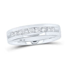 14K White Gold Round Diamond Men's Single Row Channel Set Wedding Band Ring 1/2 Cttw - Splendid Jewellery
