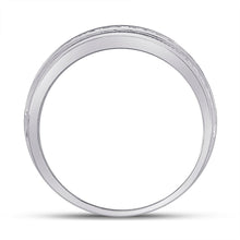 Load image into Gallery viewer, 14K White Gold Round Diamond Men's Single Row Fluted Wedding Band Ring 2 Cttw - Splendid Jewellery