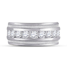 Load image into Gallery viewer, 14K White Gold Round Diamond Men's Single Row Fluted Wedding Band Ring 2 Cttw - Splendid Jewellery