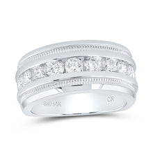 Load image into Gallery viewer, 14K White Gold Round Diamond Men's Single Row Fluted Wedding Band Ring 2 Cttw - Splendid Jewellery
