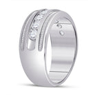 14K White Gold Round Diamond Men's Single Row Fluted Wedding Band Ring 2 Cttw - Splendid Jewellery
