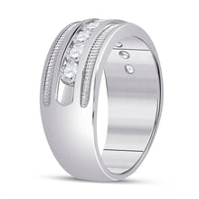 Load image into Gallery viewer, 14K White Gold Round Diamond Men's Single Row Fluted Wedding Band Ring 2 Cttw - Splendid Jewellery