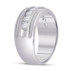 14K White Gold Round Diamond Men's Single Row Fluted Wedding Band Ring 2 Cttw - Splendid Jewellery