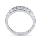 14K White Gold Round Diamond Men's Single Row Grooved Wedding Band Ring 1/4 Cttw - Splendid Jewellery
