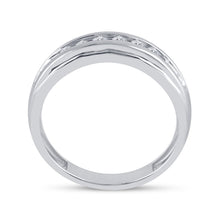 Load image into Gallery viewer, 14K White Gold Round Diamond Men's Single Row Grooved Wedding Band Ring 1/4 Cttw - Splendid Jewellery