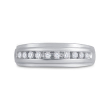 Load image into Gallery viewer, 14K White Gold Round Diamond Men's Single Row Grooved Wedding Band Ring 1/4 Cttw - Splendid Jewellery