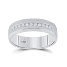 14K White Gold Round Diamond Men's Single Row Wedding Band Ring 1/4 Cttw - Splendid Jewellery