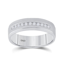 Load image into Gallery viewer, 14K White Gold Round Diamond Men's Single Row Wedding Band Ring 1/4 Cttw - Splendid Jewellery