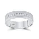 14K White Gold Round Diamond Men's Single Row Wedding Band Ring 1/4 Cttw - Splendid Jewellery