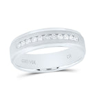 14K White Gold Round Diamond Men's Single Row Wedding Band Ring 1/4 Cttw - Splendid Jewellery