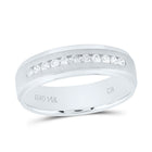 14K White Gold Round Diamond Men's Single Row Wedding Band Ring 1/4 Cttw - Splendid Jewellery