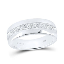 Load image into Gallery viewer, 14K White Gold Round Diamond Men's Wedding Anniversary Band Ring 1 Cttw - Splendid Jewellery