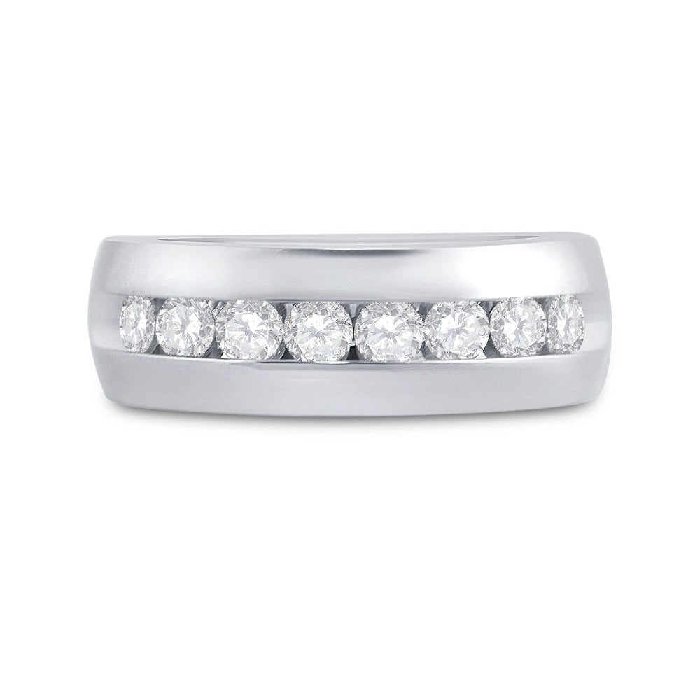 14K White Gold Round Diamond Men's Wedding Anniversary Band Ring 1 Cttw - Splendid Jewellery