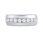 14K White Gold Round Diamond Men's Wedding Anniversary Band Ring 1 Cttw - Splendid Jewellery