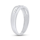 14K White Gold Round Diamond Men's Wedding Anniversary Band Ring 1/8 Cttw - Splendid Jewellery