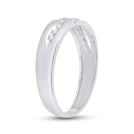 14K White Gold Round Diamond Men's Wedding Anniversary Band Ring 1/8 Cttw - Splendid Jewellery