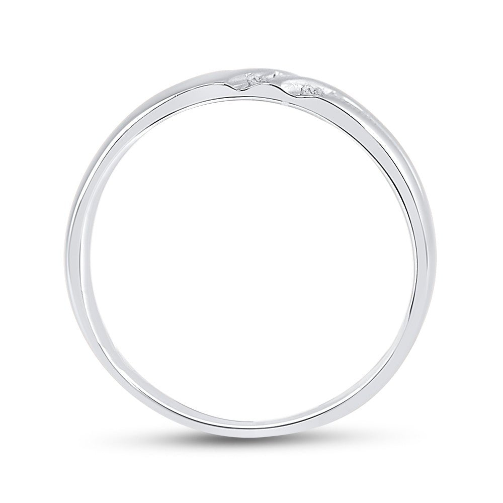14K White Gold Round Diamond Men's Wedding Anniversary Band Ring 1/8 Cttw - Splendid Jewellery