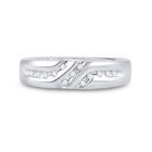 14K White Gold Round Diamond Men's Wedding Anniversary Band Ring 1/8 Cttw - Splendid Jewellery