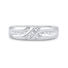 14K White Gold Round Diamond Men's Wedding Anniversary Band Ring 1/8 Cttw - Splendid Jewellery