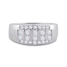 14K White Gold Round Diamond Men's Wedding Channel Set Band Ring 1 Cttw - Splendid Jewellery