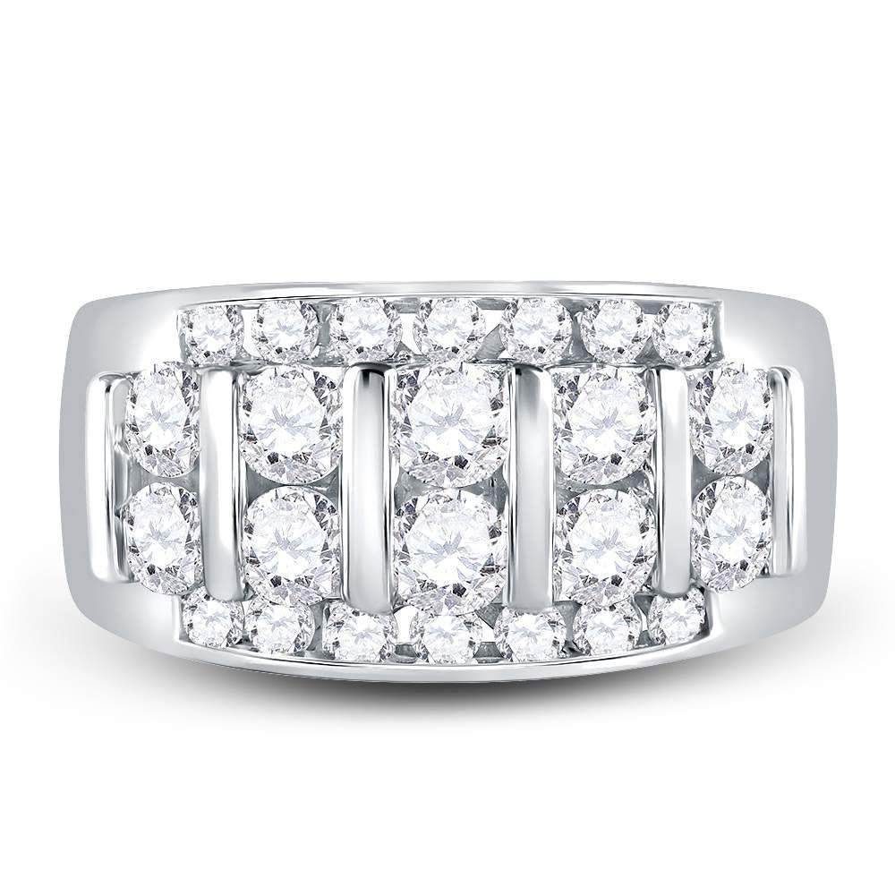 14K White Gold Round Diamond Men's Wedding Channel Set Band Ring 2 Cttw - Splendid Jewellery