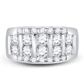14K White Gold Round Diamond Men's Wedding Channel Set Band Ring 2 Cttw - Splendid Jewellery