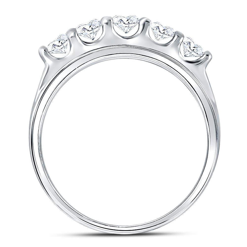 14K White Gold Round Diamond Men's Wedding Channel Set Band Ring 2 Cttw - Splendid Jewellery