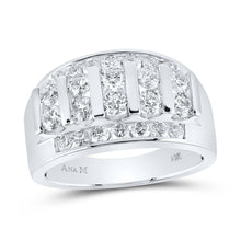 Load image into Gallery viewer, 14K White Gold Round Diamond Men's Wedding Channel Set Band Ring 2 Cttw - Splendid Jewellery