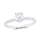14K White Gold Round Diamond No Halo Engagement Ring 1 Cttw - Splendid Jewellery