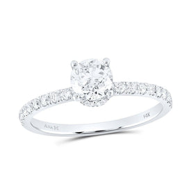 14K White Gold Round Diamond No Halo Engagement Ring 1 Cttw - Splendid Jewellery