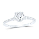 14K White Gold Round Diamond No Halo Engagement Ring 1 Cttw - Splendid Jewellery