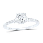 14K White Gold Round Diamond No Halo Engagement Ring 1 Cttw - Splendid Jewellery