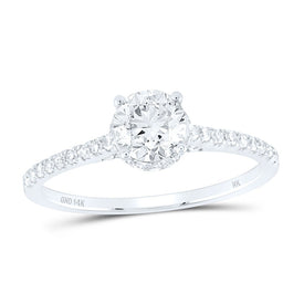 14K White Gold Round Diamond No Halo Engagement Ring 1 Cttw - Splendid Jewellery