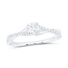 14K White Gold Round Diamond No Halo Engagement Ring 3/8 Cttw - Splendid Jewellery