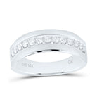 14K White Gold Round Diamond Single Row Men's Band 1/2 Cttw - Splendid Jewellery