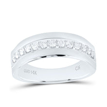 Load image into Gallery viewer, 14K White Gold Round Diamond Single Row Men's Band 1/2 Cttw - Splendid Jewellery
