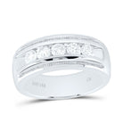 14K White Gold Round Diamond Single Row Men's Ring 1 Cttw - Splendid Jewellery