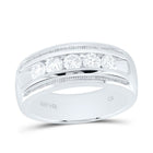 14K White Gold Round Diamond Single Row Men's Ring 1 Cttw - Splendid Jewellery