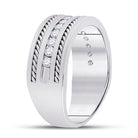 14K White Gold Round Diamond Turkish Men's Machine Set Band 1/2 Cttw - Splendid Jewellery