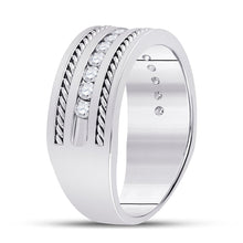 Load image into Gallery viewer, 14K White Gold Round Diamond Turkish Men's Machine Set Band 1/2 Cttw - Splendid Jewellery