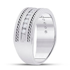 14K White Gold Round Diamond Turkish Men's Machine Set Band 1/2 Cttw - Splendid Jewellery