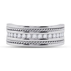 14K White Gold Round Diamond Turkish Men's Machine Set Band 1/2 Cttw - Splendid Jewellery