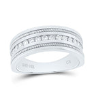 14K White Gold Round Diamond Turkish Men's Machine Set Band 1/2 Cttw - Splendid Jewellery